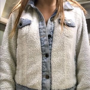 Fluffy jean jacket